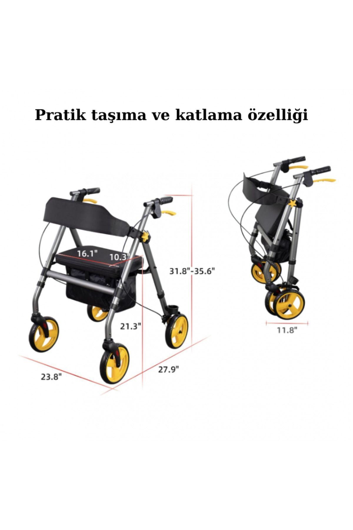 Rolatör 4 Tekerli Yürüteç | Rollatör | Lüx Oturaklı