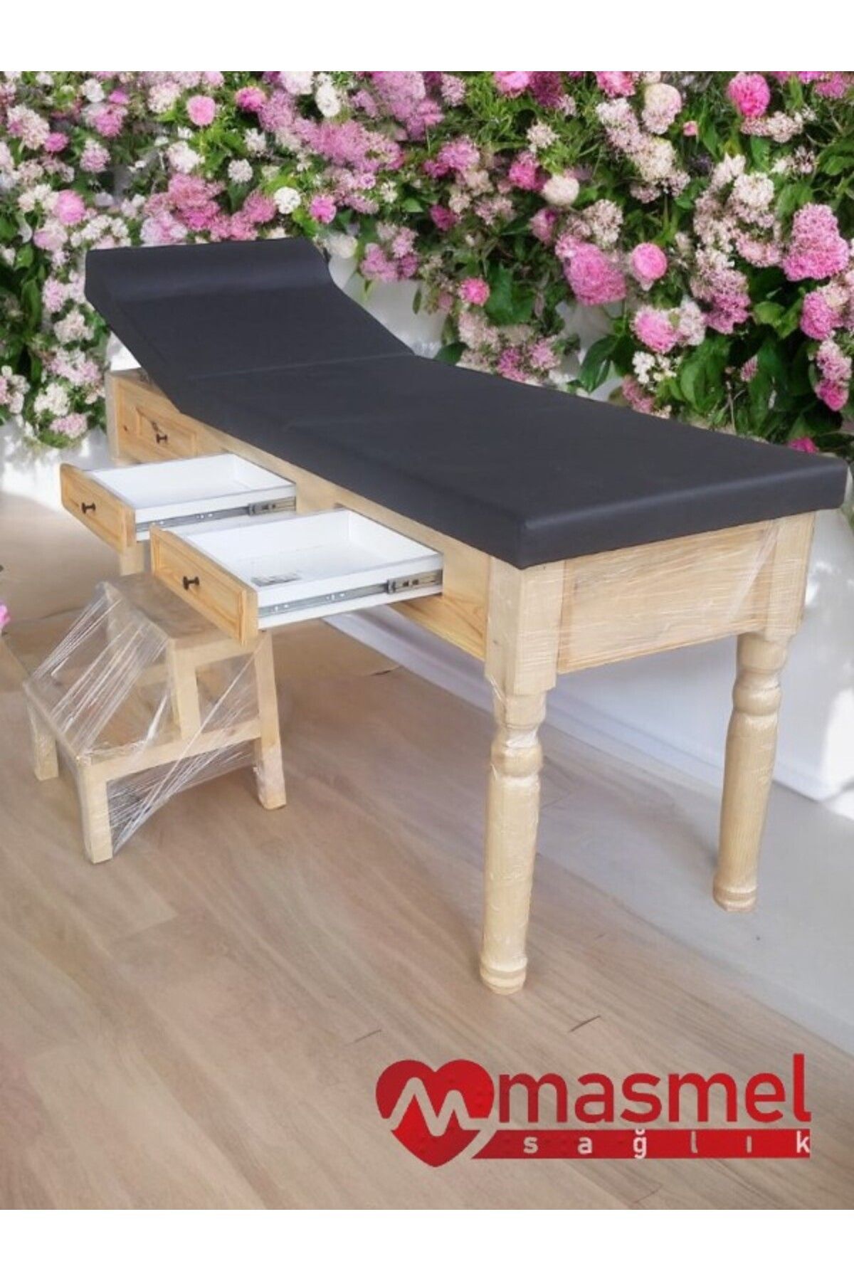Ahşap Çekmeceli Ve Eskobalı Muayene Masası SİYAH