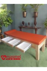 Ahşap Muayene Masası 3 Çekmeceli Baş Kısmı Sabit