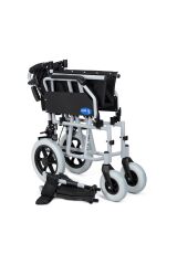 DM-337 Refakatçi Kullanımlı Alüminyum Hasta Taşıma Sandalyesi 50CM Oturma Genişliği
